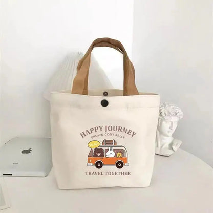 Bear Shape Canvas Tote Cute Mini Handheld Lunch Bag