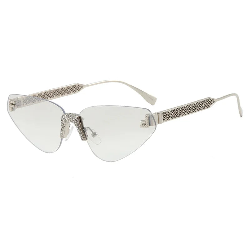 Sexy rimless retro punk metal sunglasses