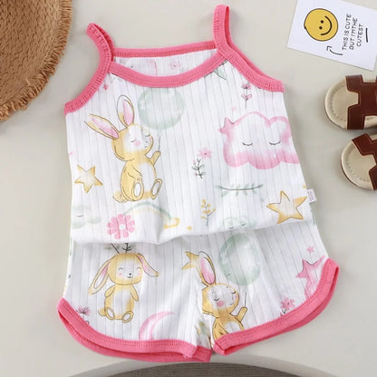 Girls Summer New Baby Sleeveless Cotton Set