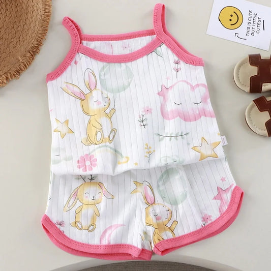 Girls Summer New Baby Sleeveless Cotton Set