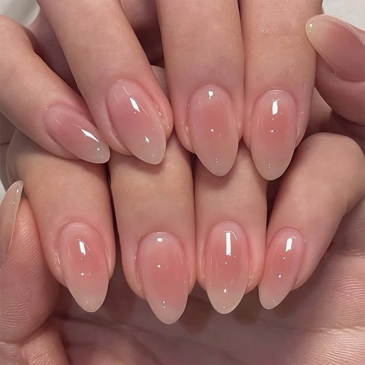 24Pcs Metallic Cat Eye French Sheer Manicure Tip Art Textured 3D Acrylic False Nails