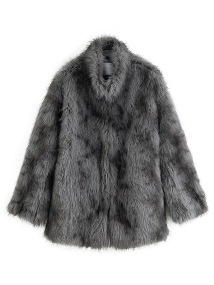 Winter Petite Mock Neck Short Hand Dyed Faux Fur Coat