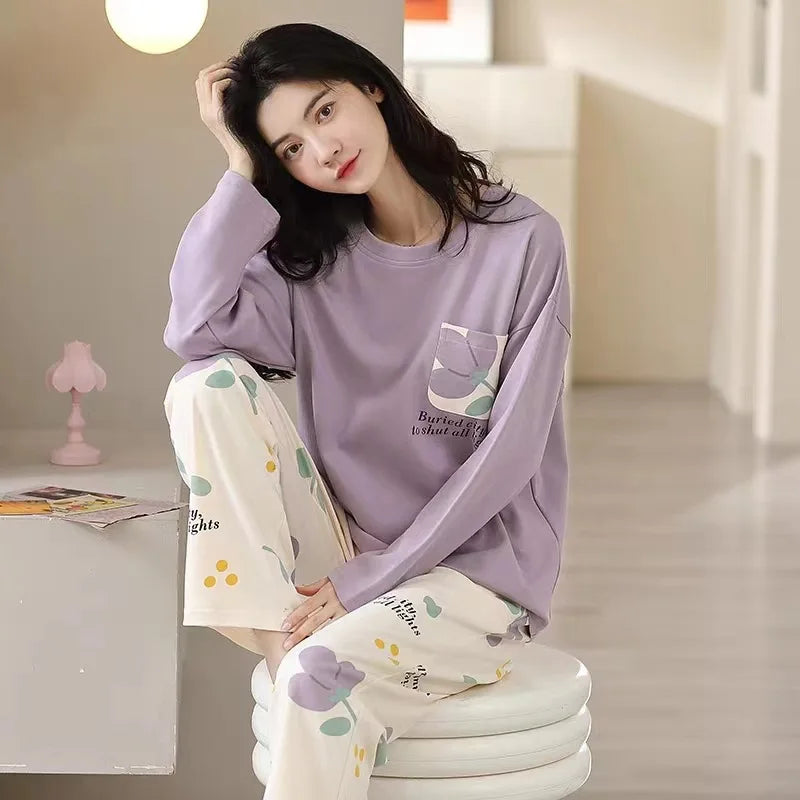 Korean Sweet Loose Pajamas Homewear Set