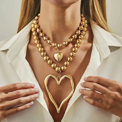 Exaggerated Vintage Large Heart Pendant Necklace