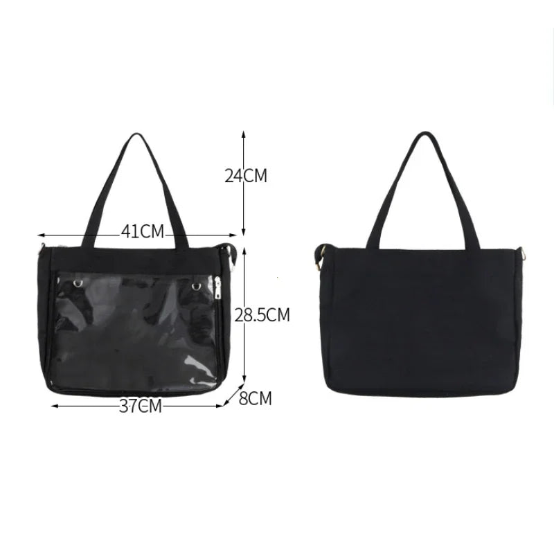 Big Ita Black with Insert Japanese Cute Straps Transparent Shoulder Bag