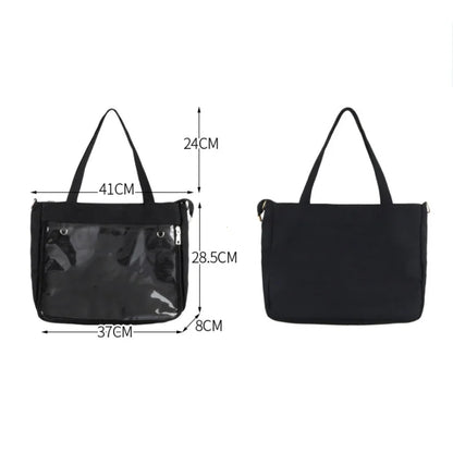 Big Ita Black with Insert Japanese Cute Straps Transparent Shoulder Bag