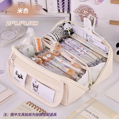 Large Capacity Pencil Case with Zipper Portable Stationery Bag