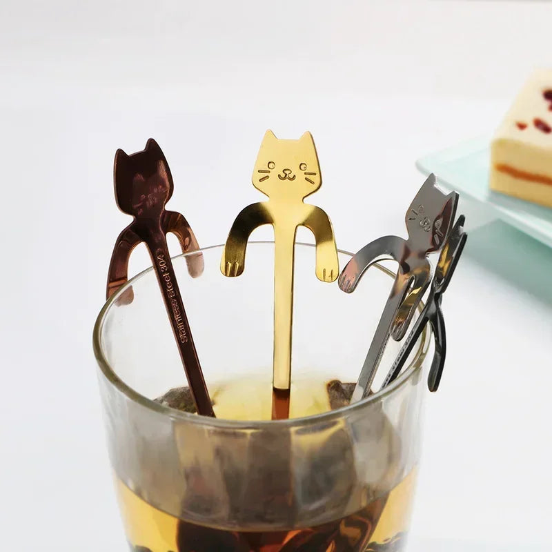 Stainless Steel Cat Coffee Spoons Hanging Ear