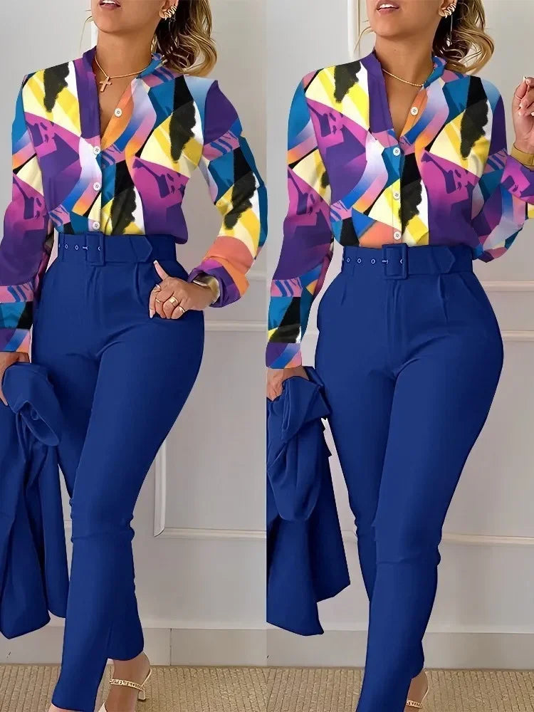 Long Sleeve Shirt Pants Two Piece Sets