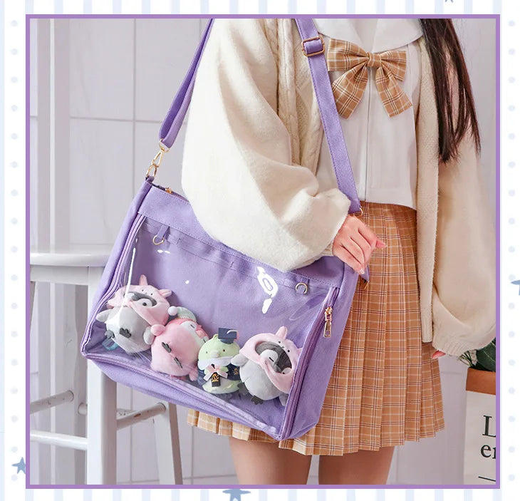 Big Ita Black with Insert Japanese Cute Straps Transparent Shoulder Bag