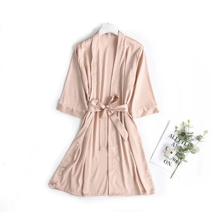 Bride Sleepwear Loose Silk Satin Robe