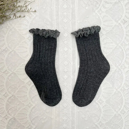 Ruffle Knee High Socks Baby Girls Toddlers Long Soft Cotton Sock 0-8Years