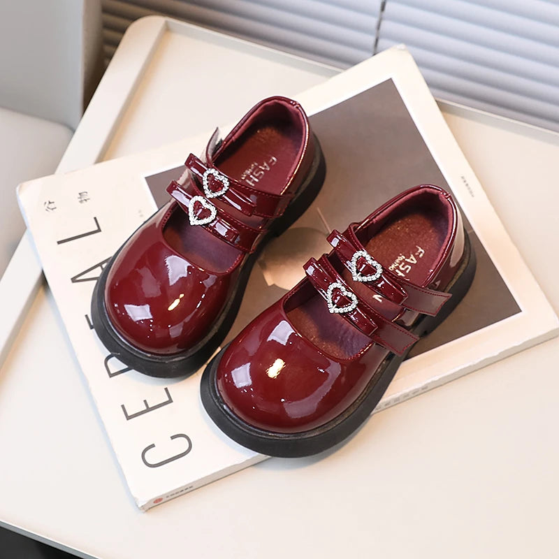 Leather Elegant Mary Janes Chunky Hook-loop 26-36 Shoes