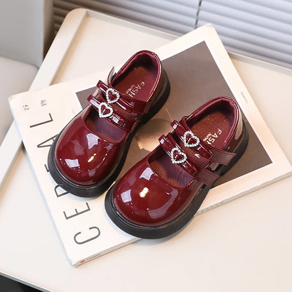 Leather Elegant Mary Janes Chunky Hook-loop 26-36 Shoes