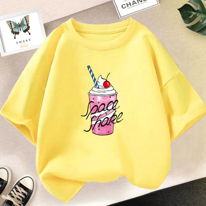 Cute Strawberry Milk Shake Cartoon T-shirt