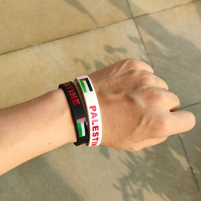2pcs Palestine Flag Wristband Silicone Rubber Band