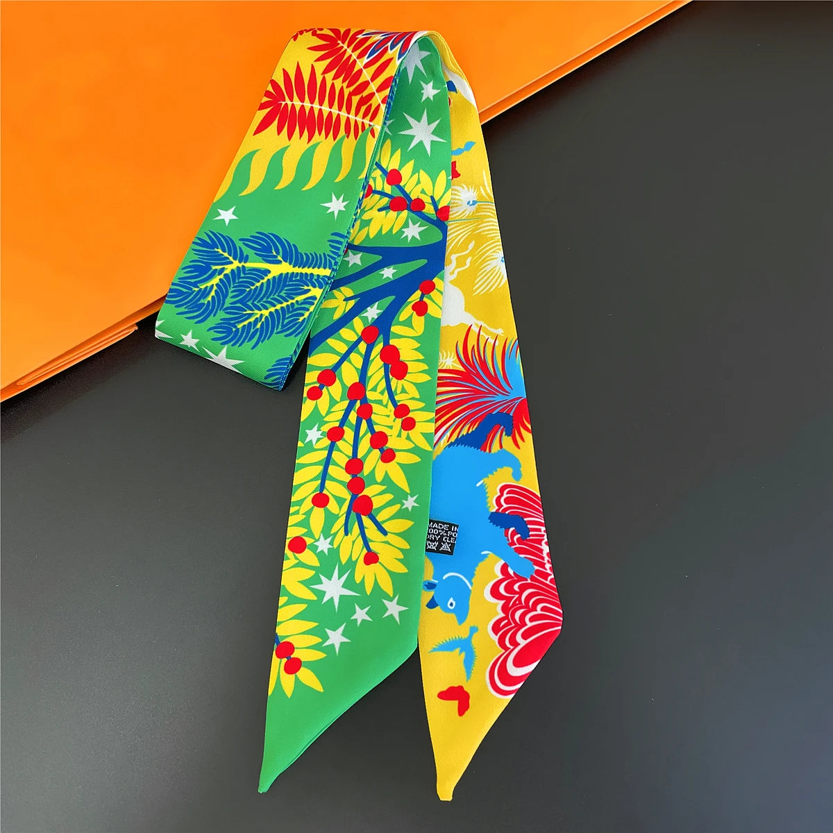 Zebra In Flowers Scarf Luxury Silk Scarf Hair Headband Foulard Skinny Scarves
