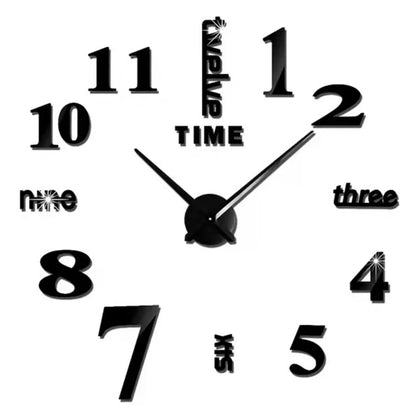 Large Wall 3D DIY Quartz Acrylic Mirror Stickers Clocks