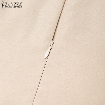 فستان أنيق مطوي بأكمام منتفخة وفتحة رقبة على شكل حرف V