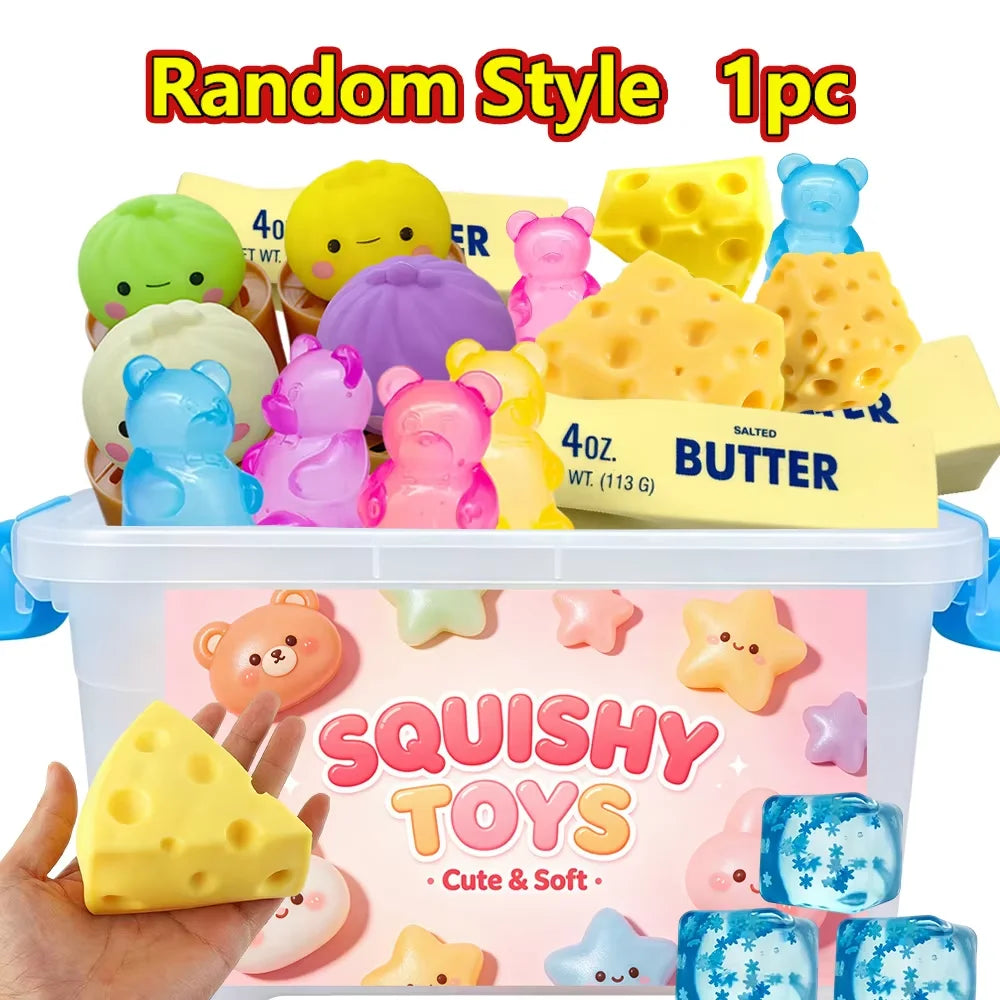 Hot Blind Box Mystery Kawaii Cat Paw Mochi Squishy Simulated Food Fidget Toy