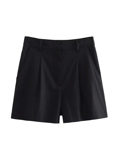 Casual High Waist Wide Leg Shorts Sets