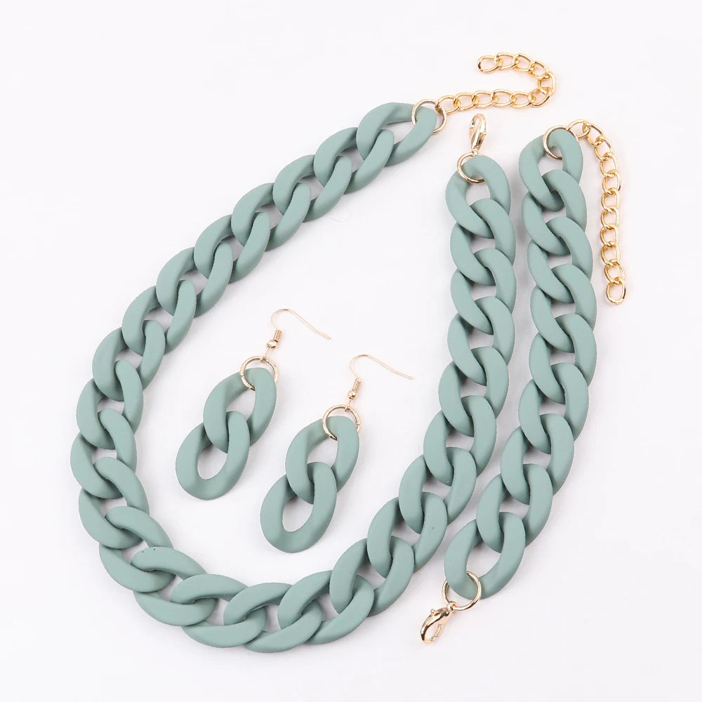 Fish Sheep Acrylic Chunky Chain Choker Necklace