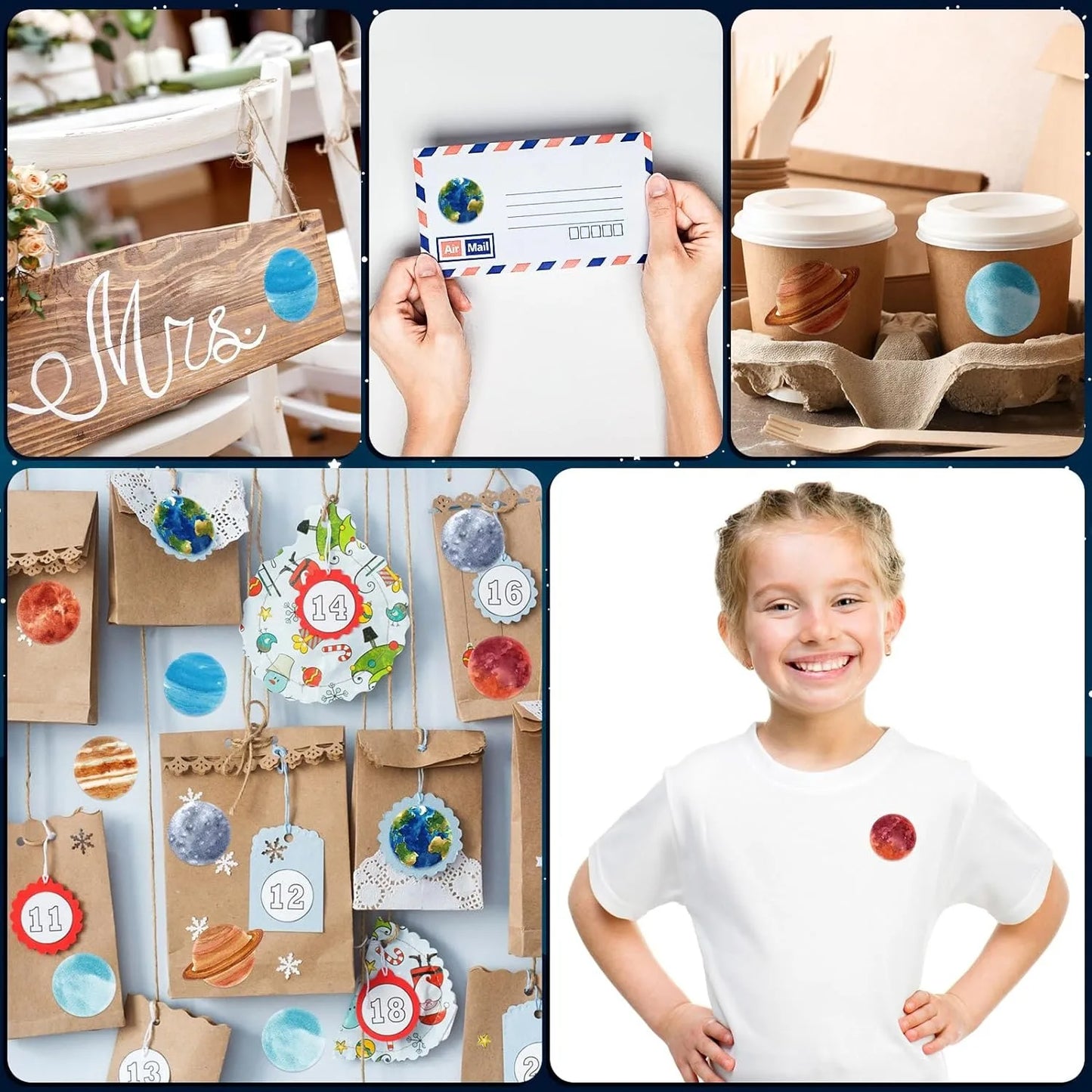 100-500pcs Reward Stickers Space Planet Label Diaries Sticker
