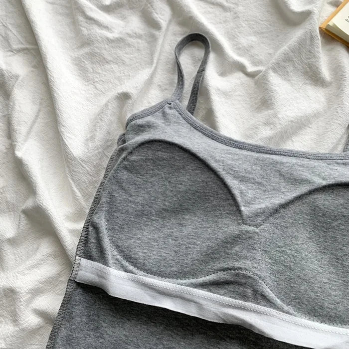 Spaghetti Straps Sleeveless Slim Cotton