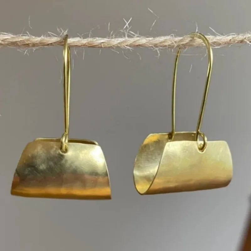 Wide Face Hoop Copper Golden Plated Bohemian Earrings
