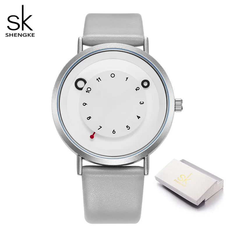 Shengke Creative Yellow Leather Band Wristwatches