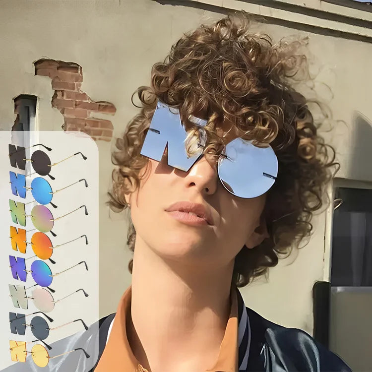 “NO” Styling Metal Frame Colorful Sunglasses