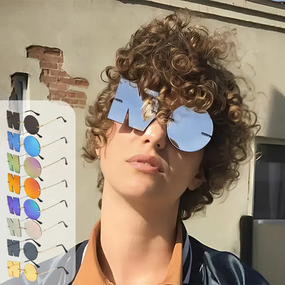 “NO” Styling Metal Frame Colorful Sunglasses
