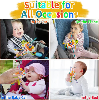 Activity Development Pull String Silicone Teething Rattle Educational Learning Toy