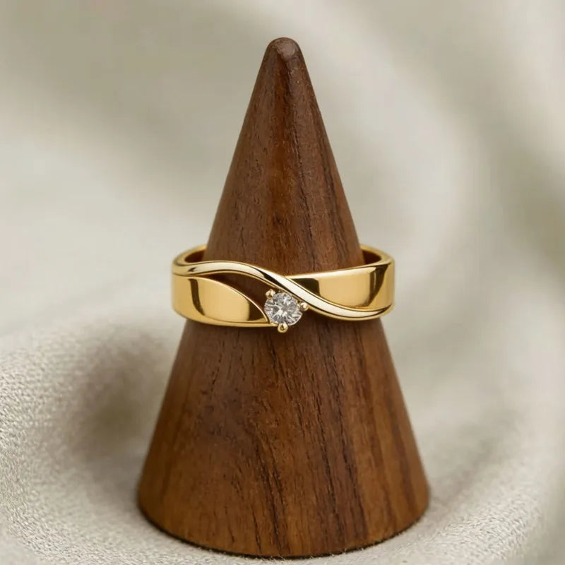 Elegant Geometric Lines Micro-paved Synthetic Cubic Synthetic Zirconia Ring