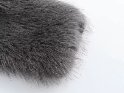 Faux fur Fall/Winter Effect Round Neck Long Sleeve Short Jacket