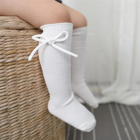 Knee High Baby Girls Bowknot Long Soft Cotton Socks
