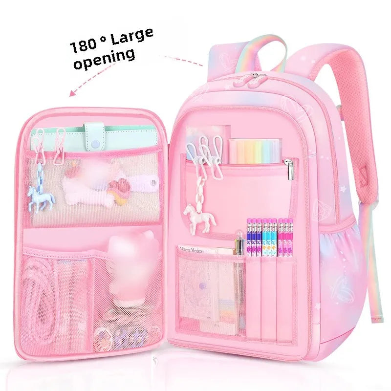 Pink Princess Schoolbag Students Large Capacity