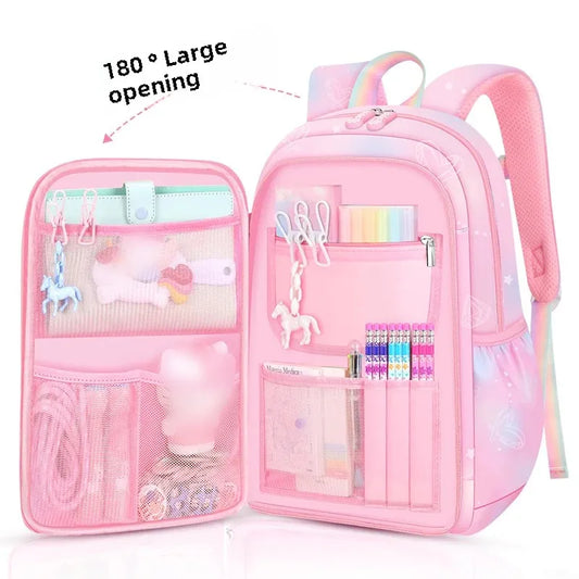 Pink Princess Schoolbag Students Large Capacity