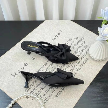 Fairy French Pointed Bow Hollow Slippers
