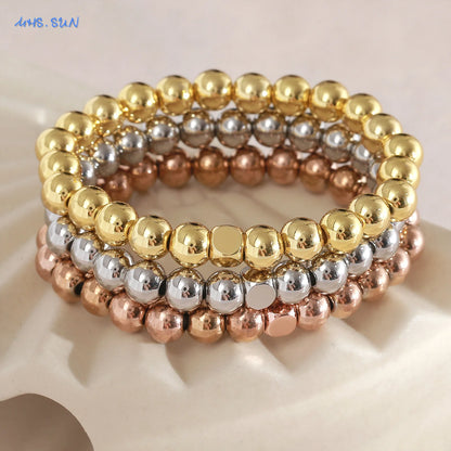 DANA Gold Plated Beads Elastic Bracelet