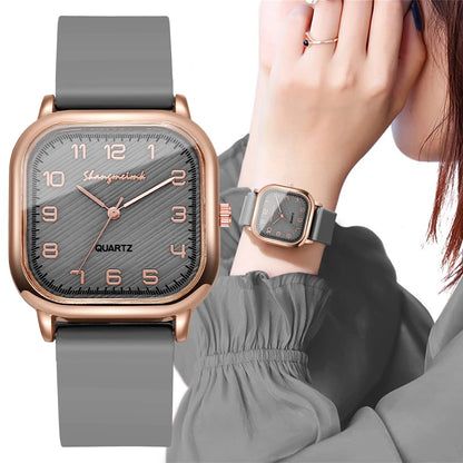Square Casual Silicone Strap Quartz Watch