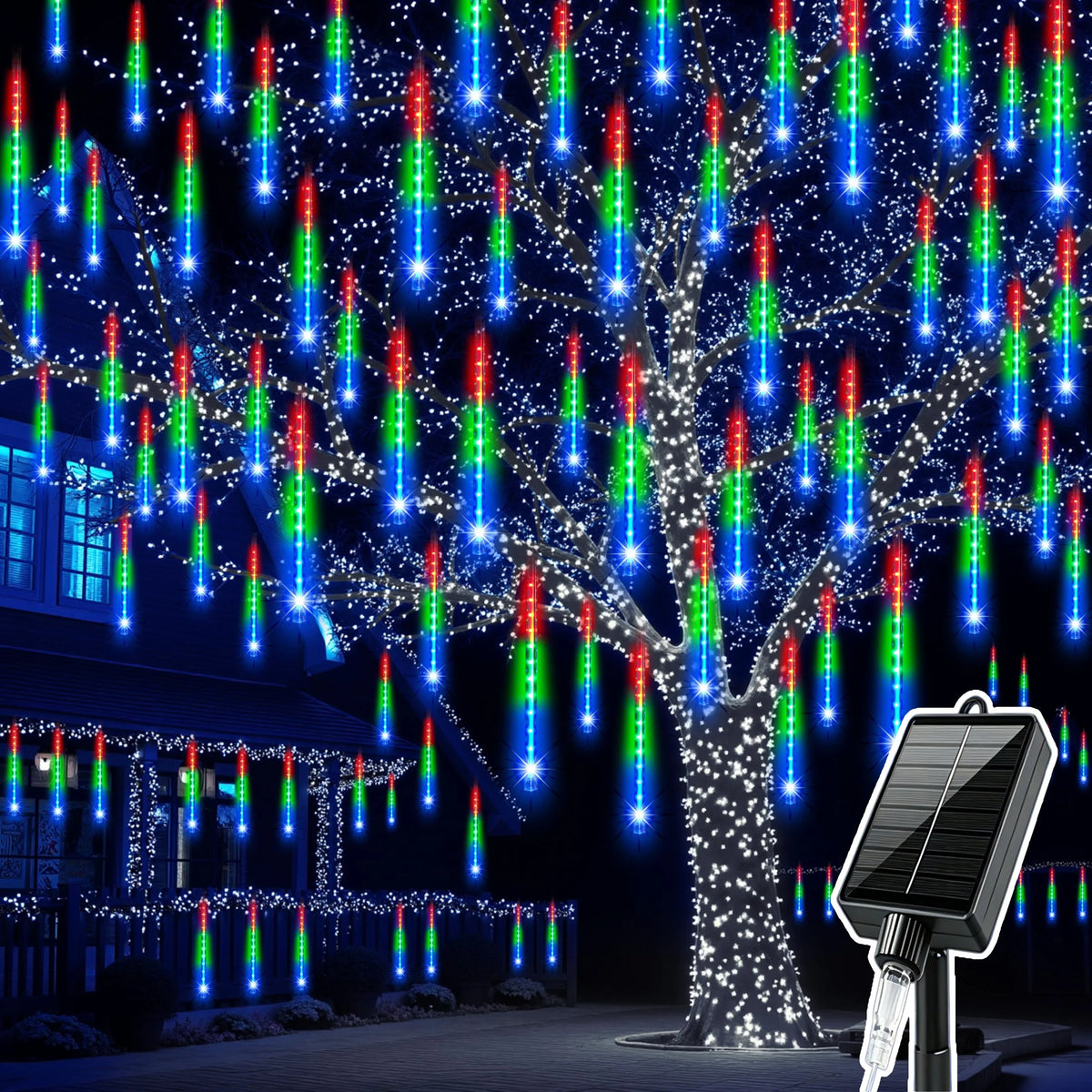 Solar LED Meteor Shower Light String Outdoor Waterproof Fairy Garden Light