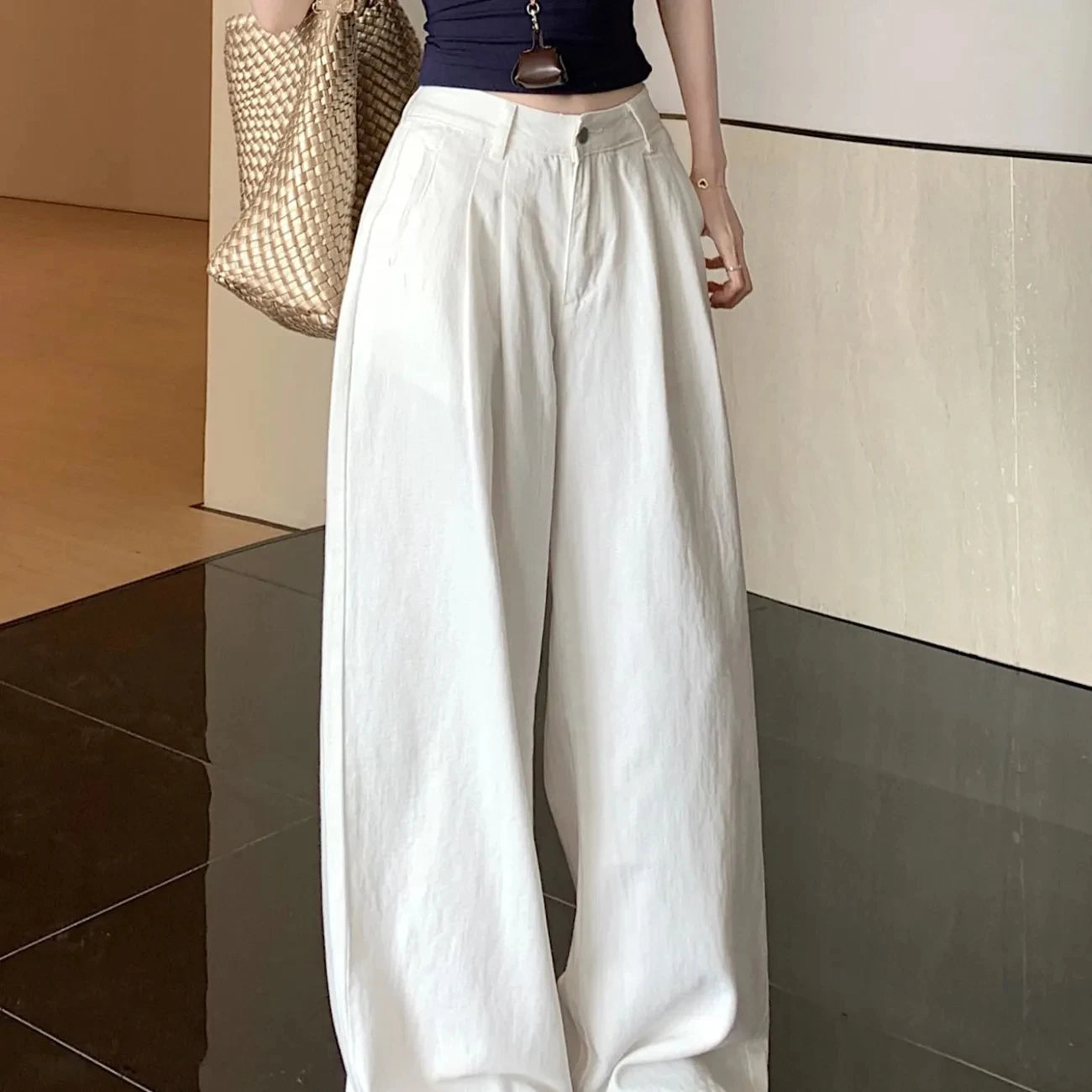 Y2K Korean Style High Waisted Wide Leg Jeans