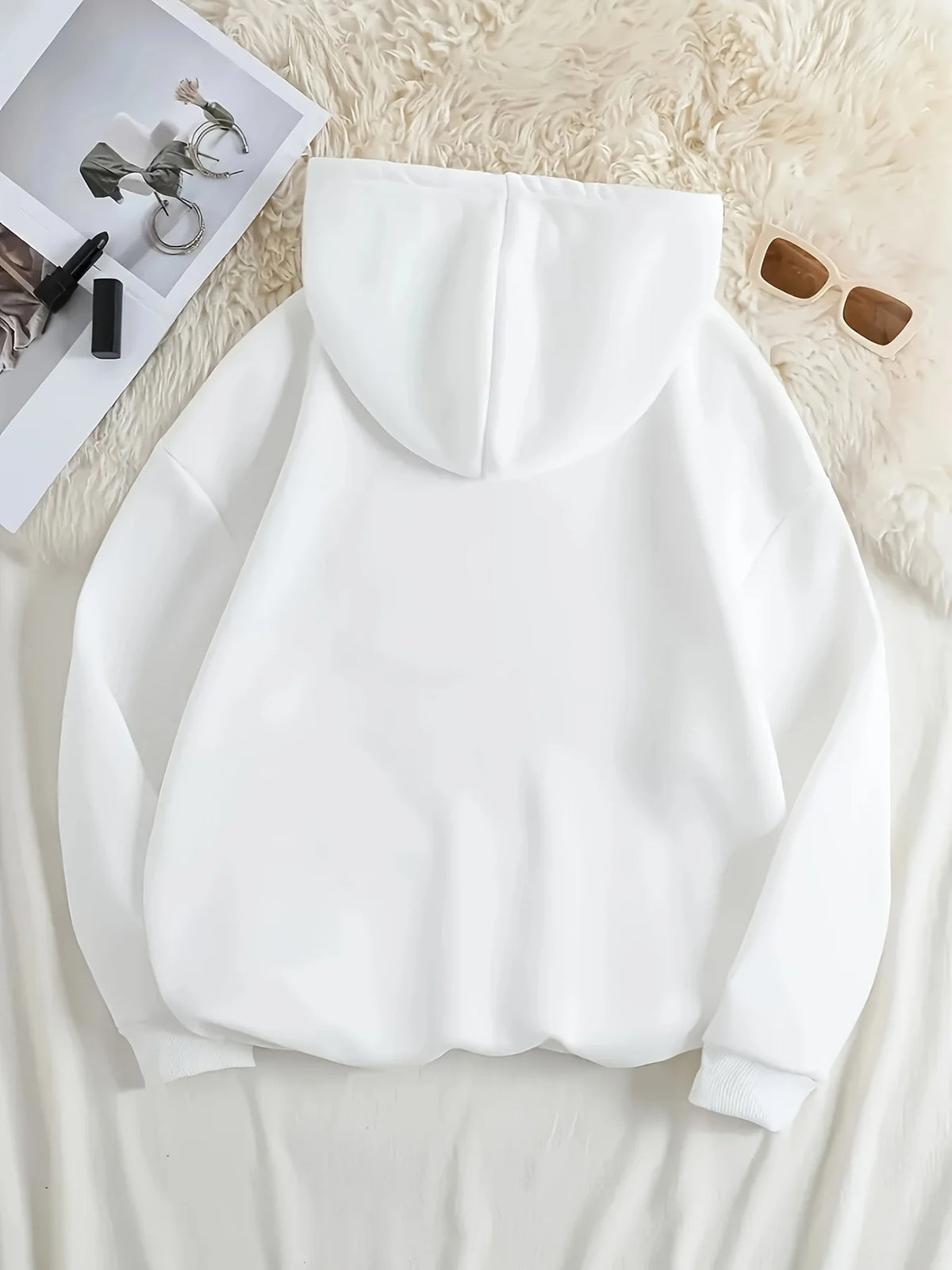 Leopard Print Cherry Letter Printed Round Neck Long Sleeved Hoodies Sweatshirt