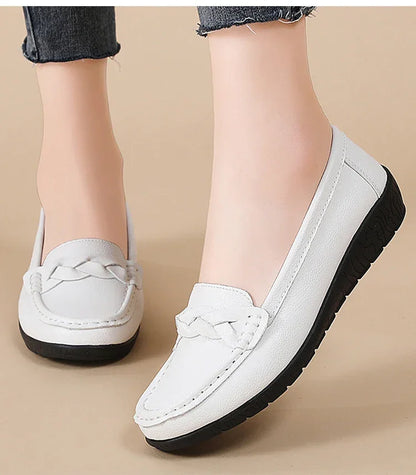 Soft Leather Loafer Flats Slip Shoes
