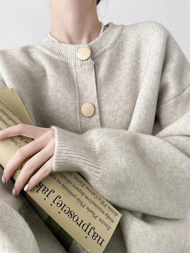 O-neck Loose Cardigans Single Breasted Sweaters