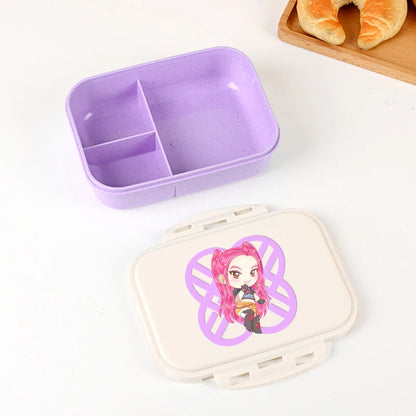 KPOP Demon Hunters Lunch Box Cute Mira Zoey Jinu Portable Plastic Bento Box