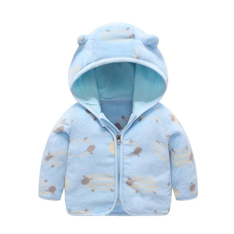 Autumn and Winter Hooded Cute Toddler 1-5 Years Flannel Jacket