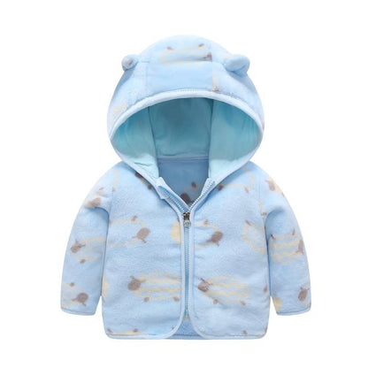 Autumn and Winter Hooded Cute Toddler 1-5 Years Flannel Jacket