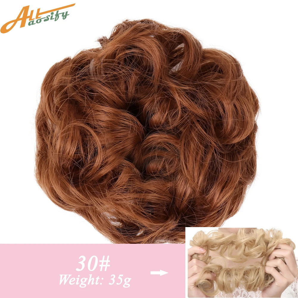 Natural Curly Messy Bun Hair Wigs